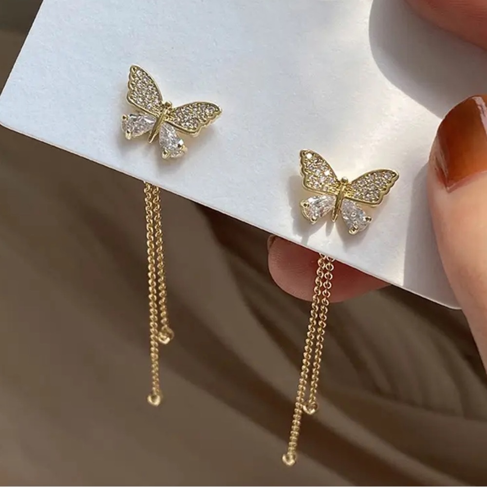 Gold Filled Butterfly CZ Earrings
